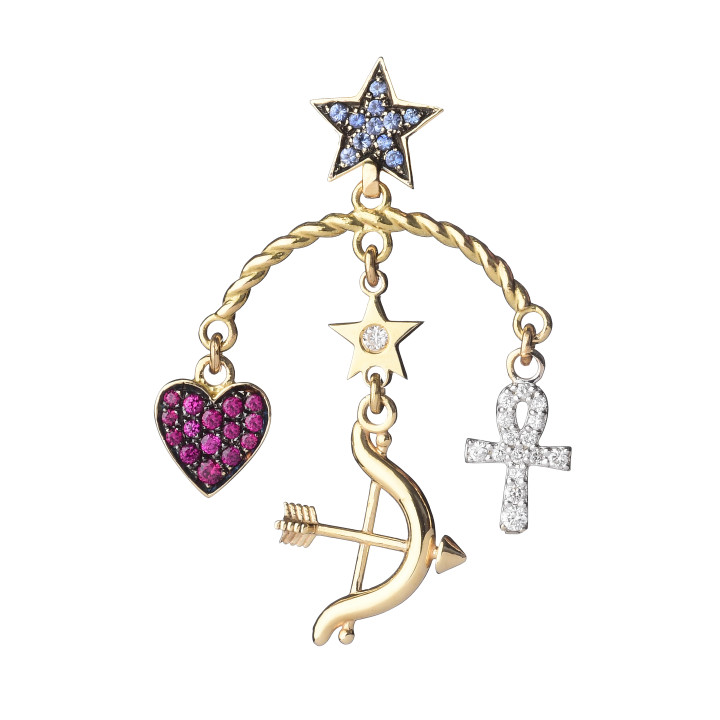 Orecchino singolo mix elementi 