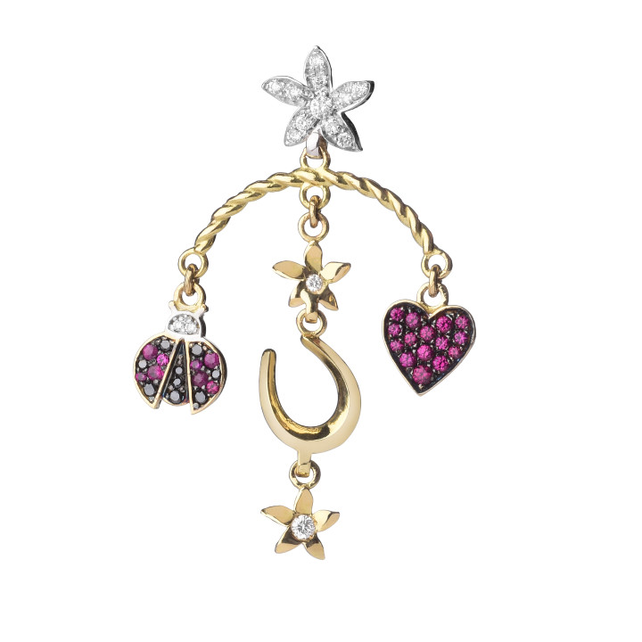 Orecchino singolo mix elementi