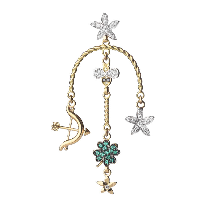 Orecchino singolo mix elementi