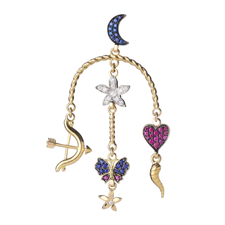 Orecchino singolo mix elementi