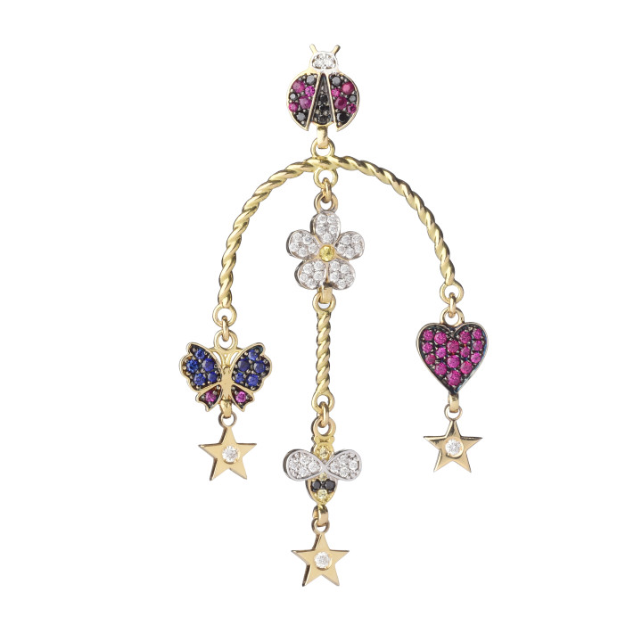 Orecchino singolo mix elementi 